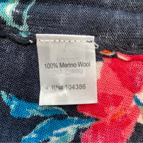 GARNETT HILL Printed Merino Wool Cardigan Floral Poppy Print Size XL - Picture 4 of 9